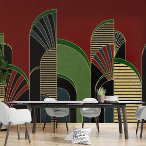 Art Deco Geometrische Abstrakte Tapete Wandbild - Tapete zum Schälen und Aufkleben-C72