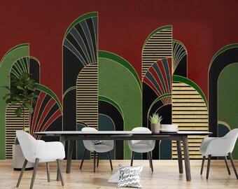 Art Deco Geometric Abstract Wallpaper Mural - Peel and Stick Wallpaper-C72