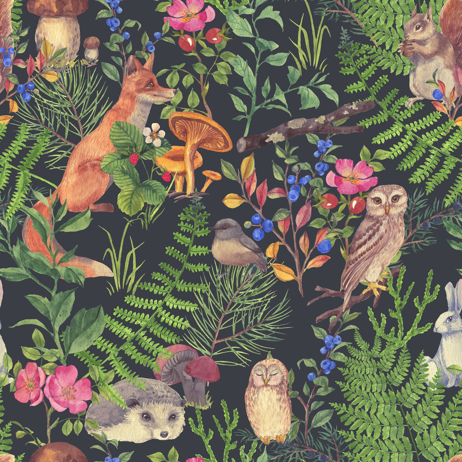 Forest Animals Removable Wallpaper Kids Wallpaper Peel and Etsy