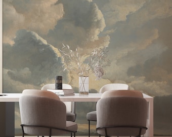Sunset Clouds Wallpaper Mural: Peel and Stick Sky View Wall Decor
