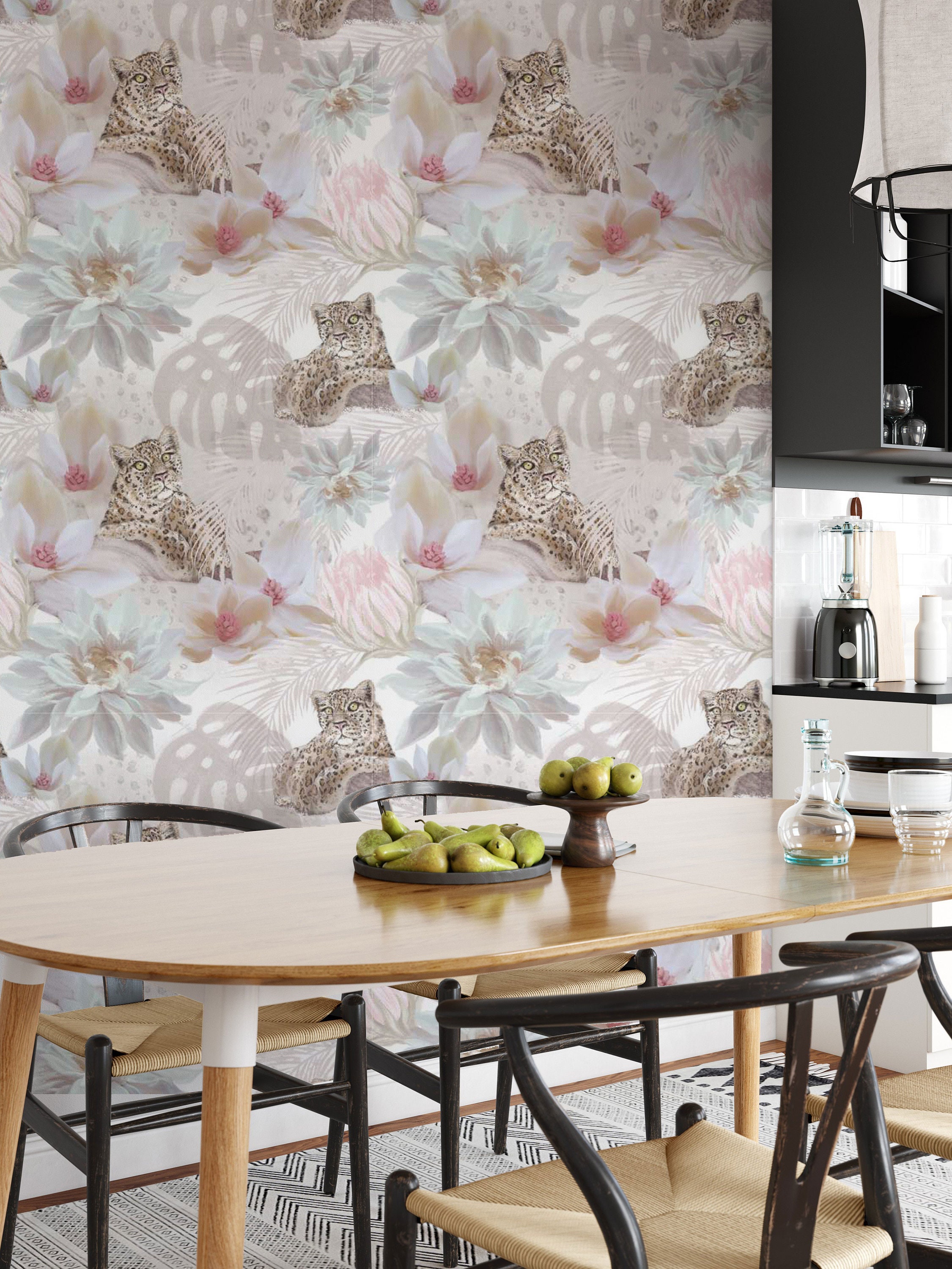 Vintage Leopard & Floral Luxury Wallpaper | Exotic Peel and Stick ...