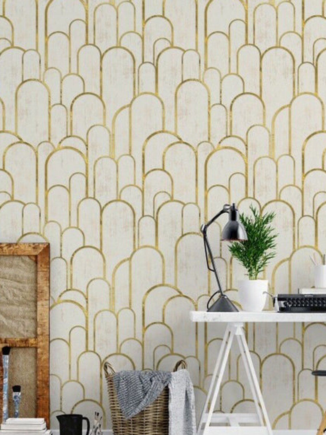 Gold Art Deco Peel and Stick Wallpaper Self Adhesive Etsy UK