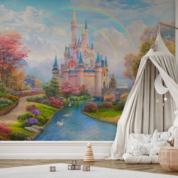 Dreamy Princess Fort: Fairy-Tale Inspired Wallpaper Murals for Children's Bedroom and Playroom