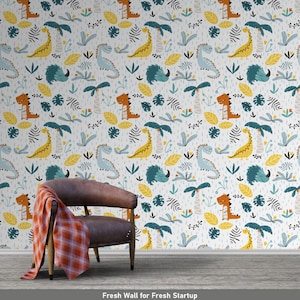 Kids room Dinosaur Wallpaper, Removable Self Adhesive Wallpaper Roll, Peel and stick by amazing wallpaper