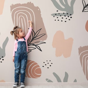Boho Abstract Shapes Peel and Stick Wallpaper Mural