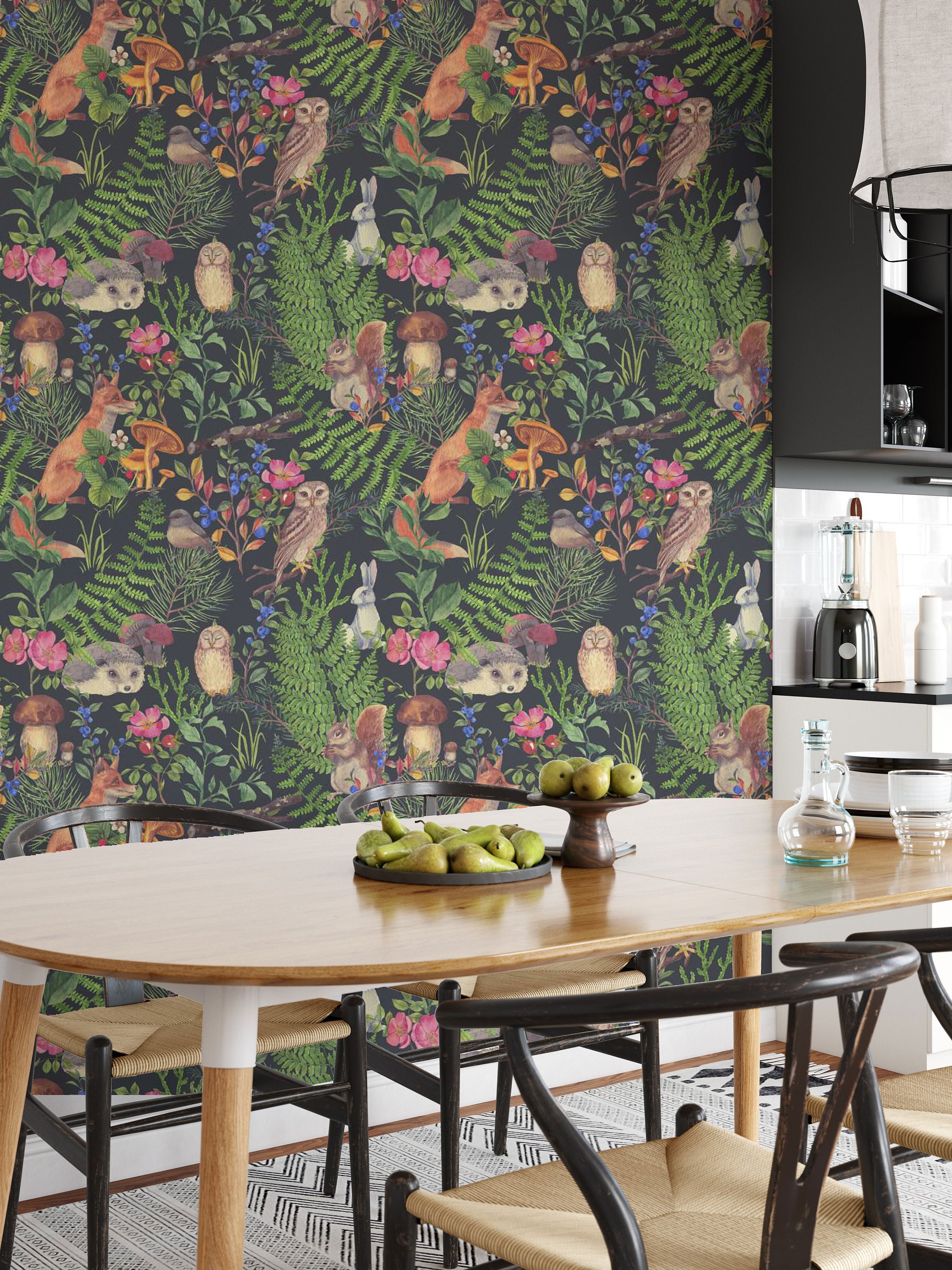 Forest Animals Removable Wallpaper Kids Wallpaper Peel and Etsy