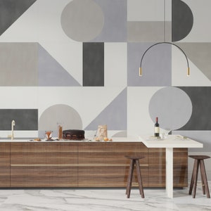 Geometrische Tapete Wandbild | Abstrakte bunte Formen | Strukturierte Eleganz | Schicke Muster für ein modernes Interieur B704