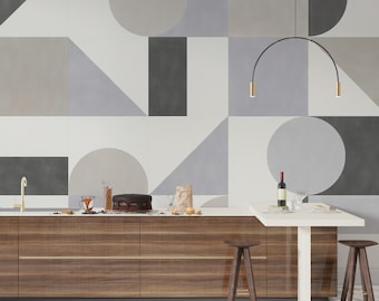 Geometric Wallpaper Mural | Abstract Colorful Shapes | Textured Elegance | Chic Patterns for Modern Interiors B704