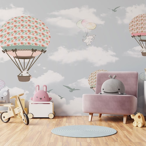 Hot Air Balloon Wallpaper Nursery Removable Wallpaper Kids - Etsy