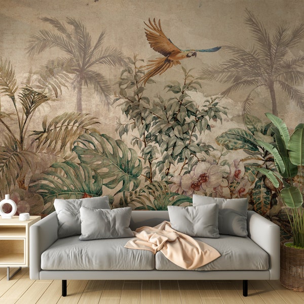 Rainforest Reverie Wall Murals | Nature-Inspired Removable Wallpaper | Jungle Scenery Home Décor