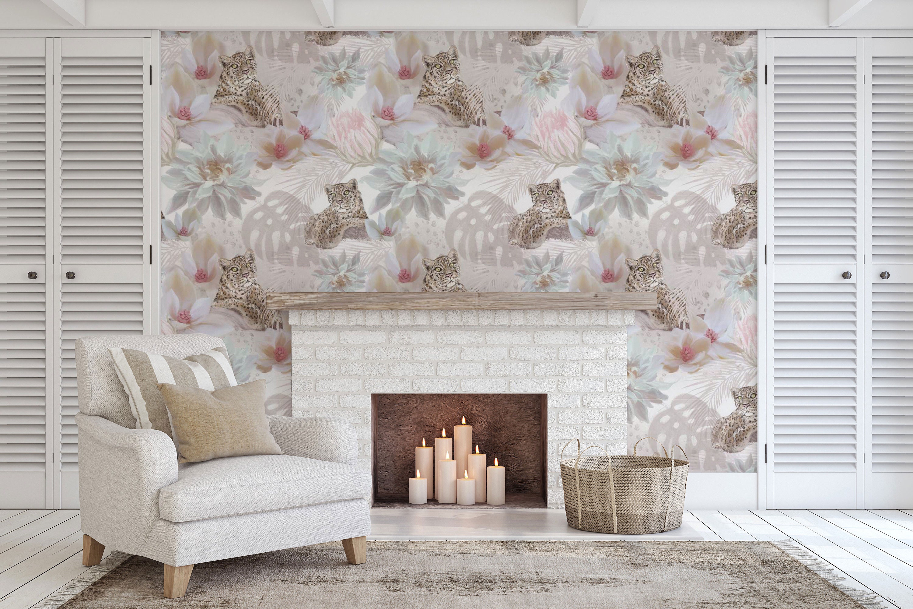 Vintage Leopard & Floral Luxury Wallpaper | Exotic Peel and Stick ...