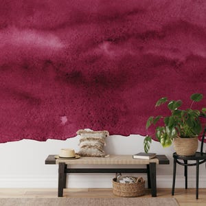 Maroon Watercolor Wallpaper: Removable Peel and Stick Wall Mural