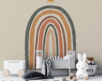 Boho Rainbow Wallpaper Mural: Kids Nursery, Playroom Decor