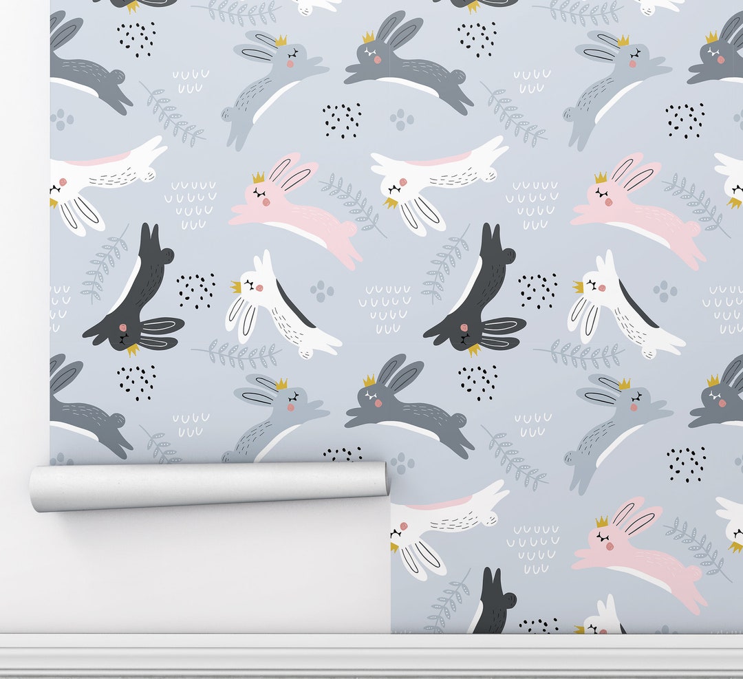 Jumping Rabbits Wallpaper Peel and Stick Wall Kids Room - Etsy