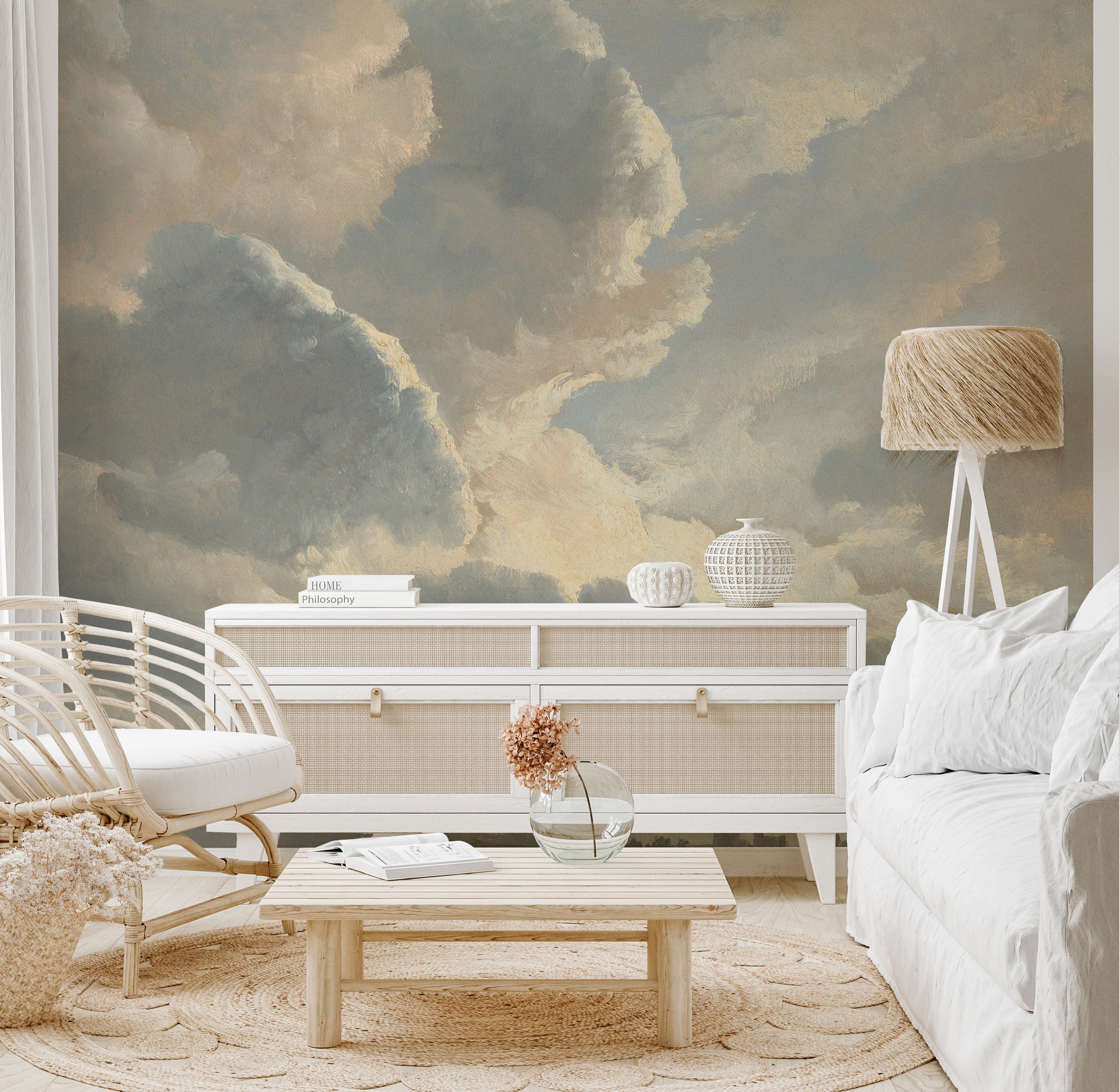 Sunset Clouds Wallpaper Mural: Peel and Stick Sky View Wall Decor - Etsy