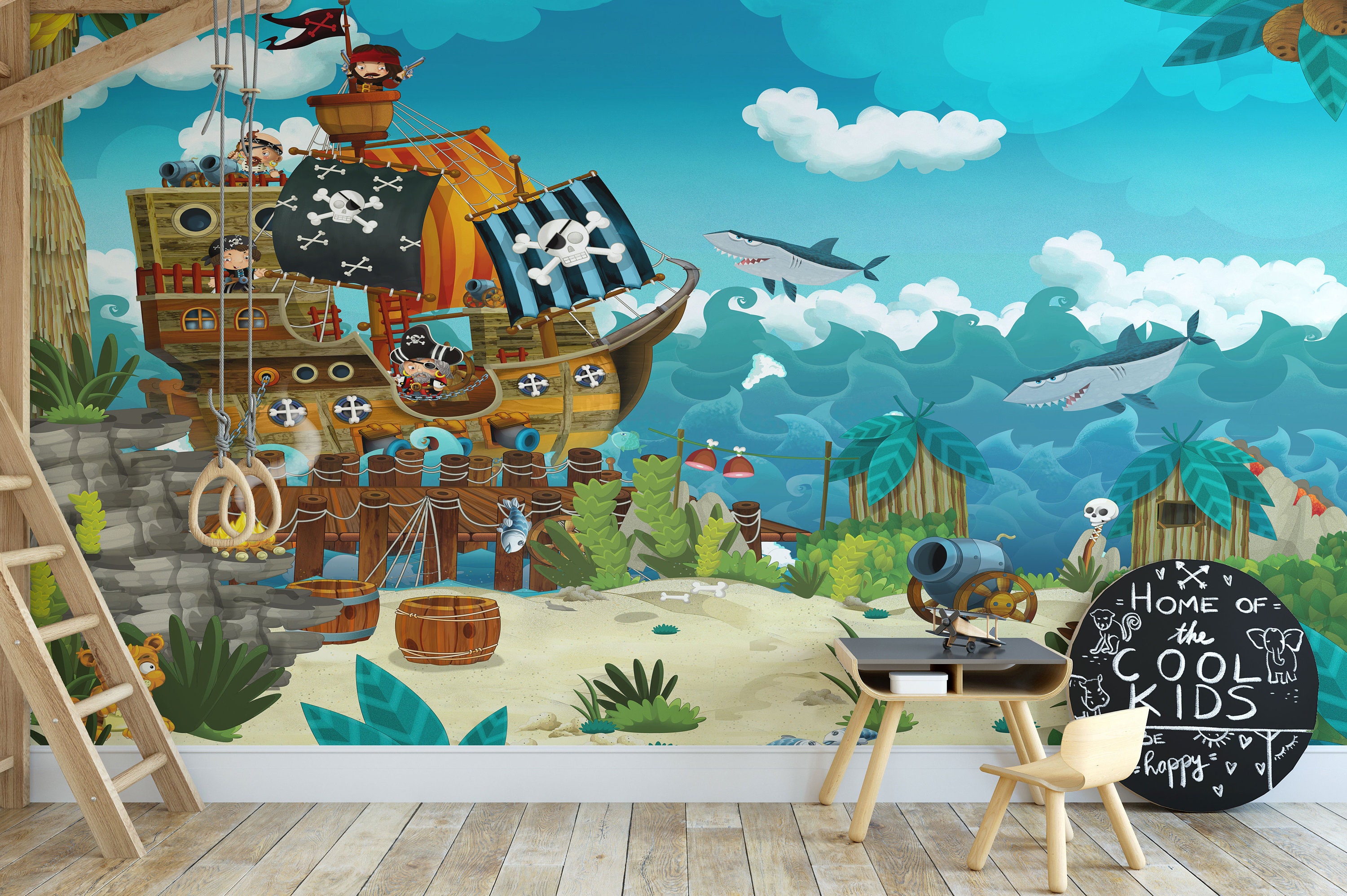 Cartoon Wallpaper Children Removable Wallpaper kids Room | Etsy