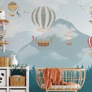 Air Balloon Kids Wallpaper Peel and Stick Self Adhesive Flying Little Nursery Room