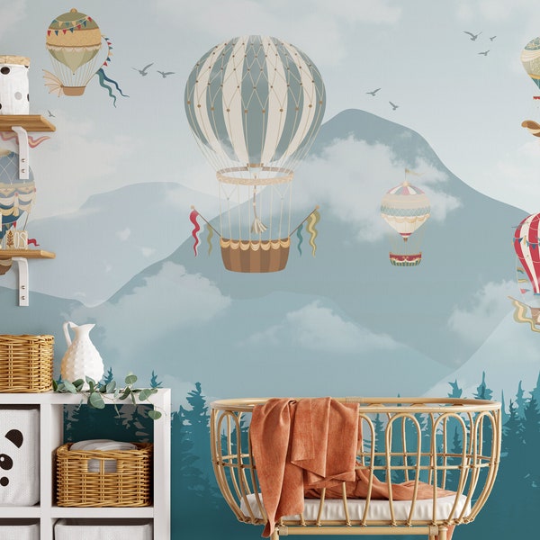 Air Balloon Kids Wallpaper Peel and Stick Self Adhesive Flying Little Nursery Room