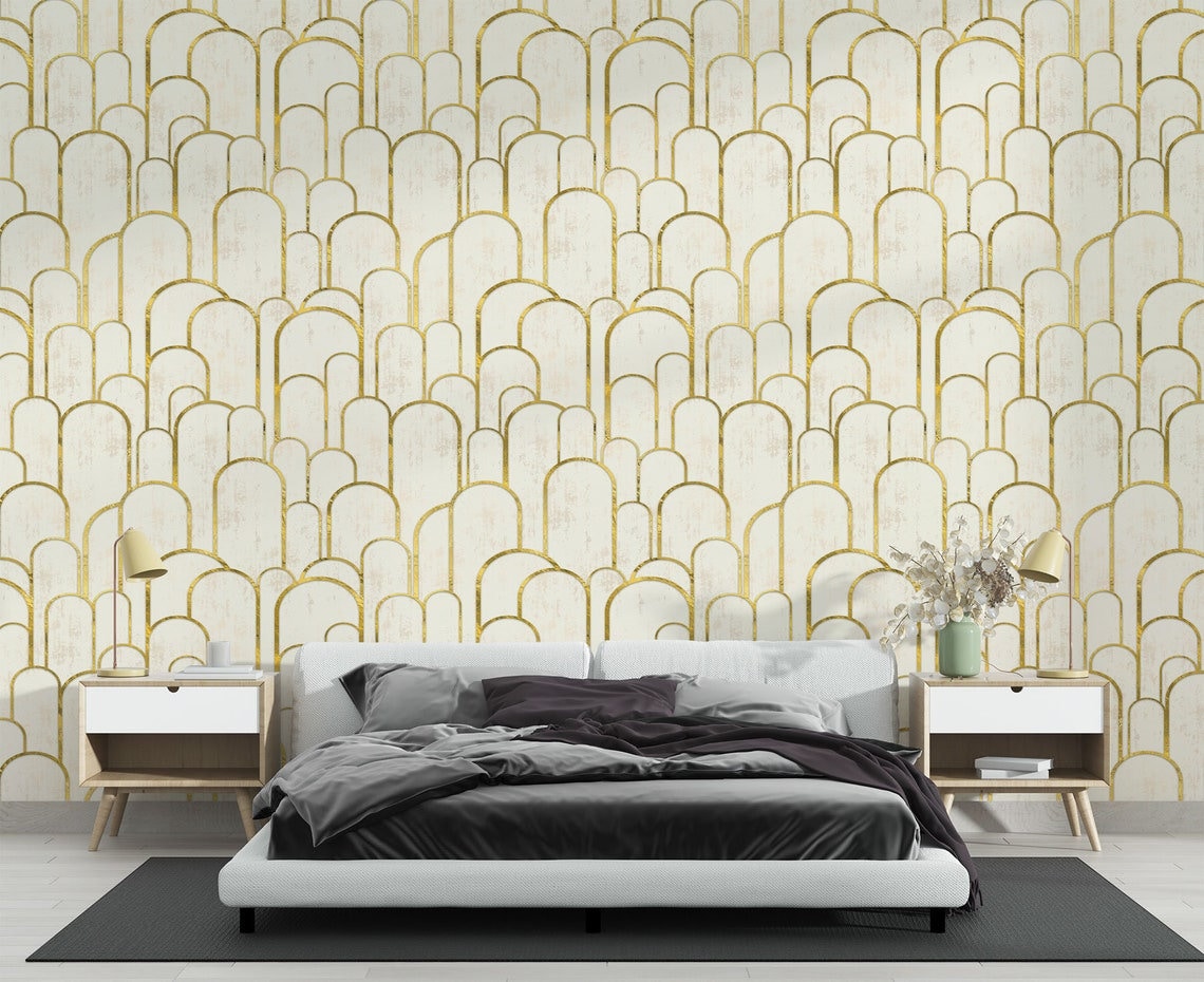 Gold Art Deco Peel and Stick Wallpaper Self Adhesive Etsy