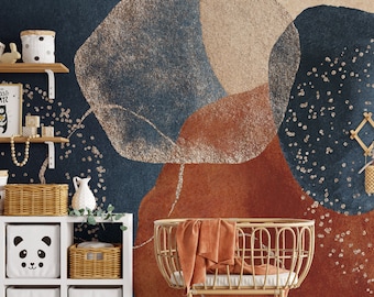 Navy Blue Watercolor Wallpaper: Abstract Peel and Stick