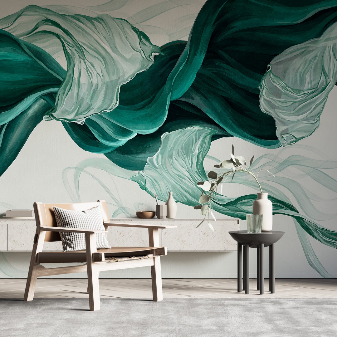 Green Shade Velvet Texture Wall Murals Luxurious Soft Touch Etsy