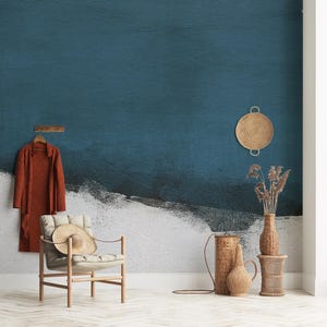 Dark Blue and White Concrete Wallpaper - Concrete Texture Removable - Peel n Stick Wall Mural - Self Adhesive by Amazing Wallpaper