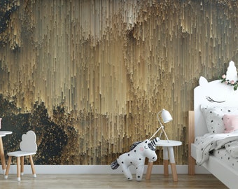 Gold Luxury Wallpaper - Gold Strip Wall Design - Peel n Stick Wall Mural, Self Adhesive by Amazing Wallpaper