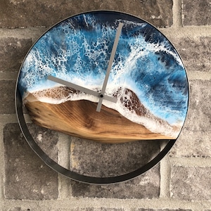 15 inch Live edge “ocean wave” wall clock