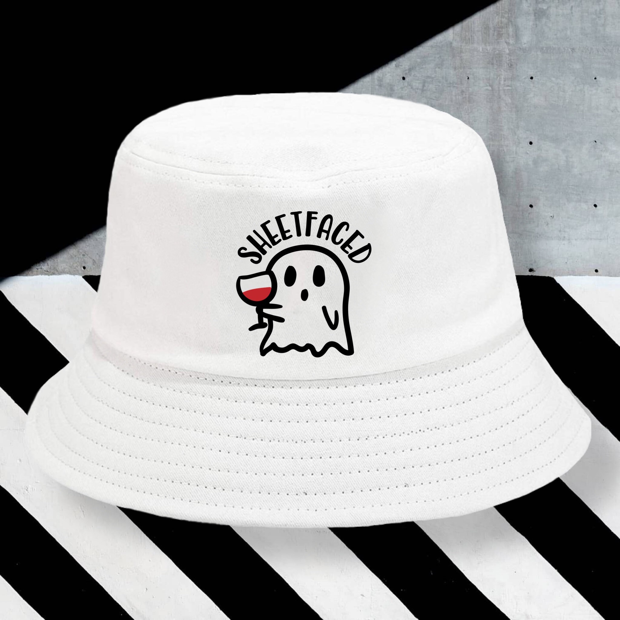 Sheetfaced Ghost Bucket Hat Spooky Cool 