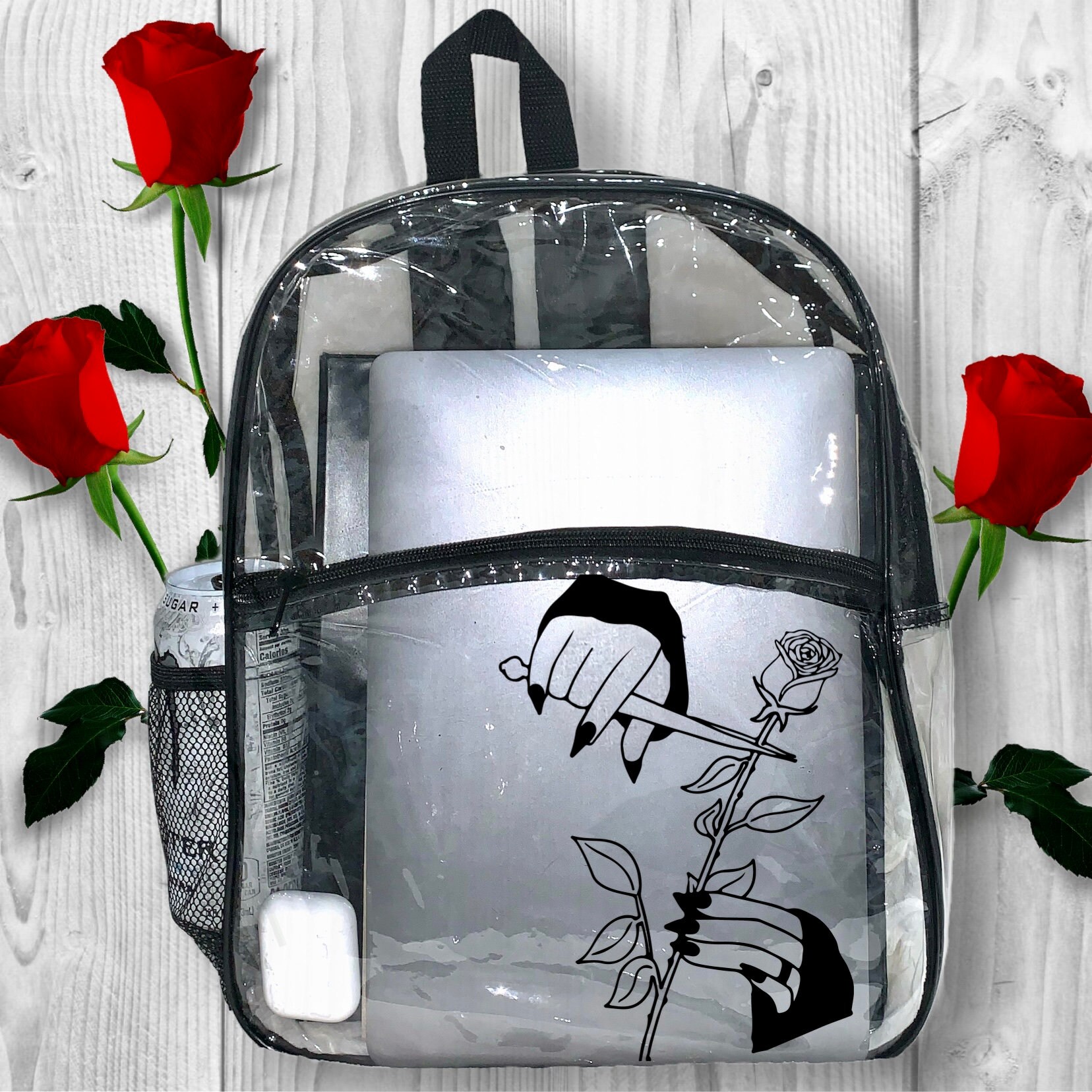 Morticia Addams Clear Backpack 16 1/2” Clear Backpack Morticia