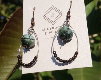 MilyRocks African turquoise Jade & hematite earrings