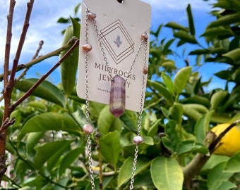 Handcrafted MilyRocks Super 7(melody stone) & Rosalind pearls necklace
