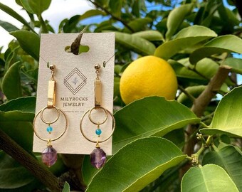 Handcrafted MilyRocks Super 7 apatite earrings