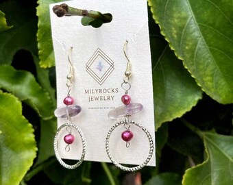 MilyRocks Pearl & Amethyst earrings