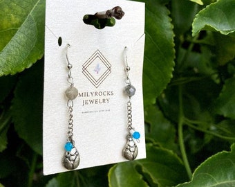 MilyRocks Labradorite & blue apatite dangle handcrafted earrings