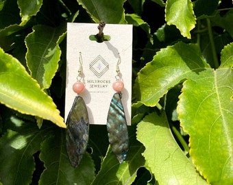 Handcrafted MilyRocks Sunstone  shell earrings