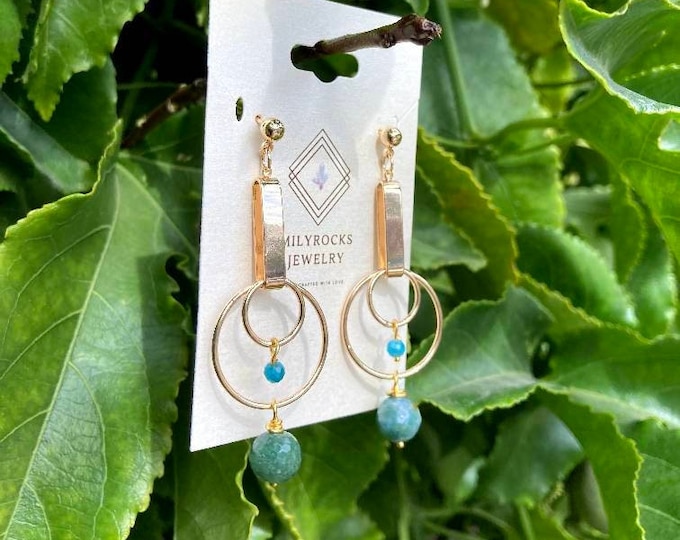 Featured listing image: Handcrafted MilyRocks Apatite agate earrings