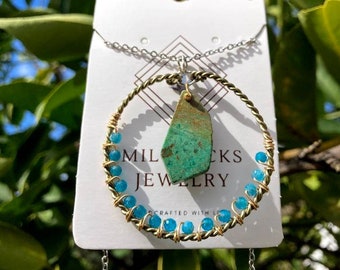 Handcrafted MilyRocks Chrysocolla apatite necklace
