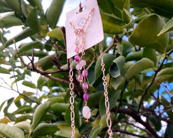 MilyRocks Agate rose Quartz Moonstone necklace