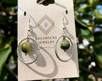 Handcrafted MilyRocks Green tiger's earrings