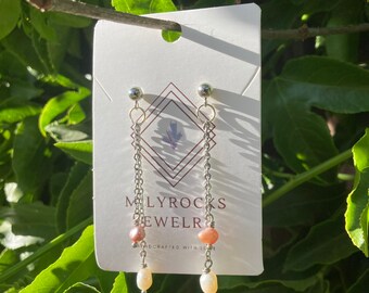 Milyrocks Handcrafted Rosalina and white pearl earrings