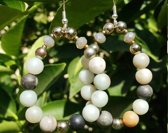 MilyRocks Handcrafted Amazonite & crystal dangle hoop earrings