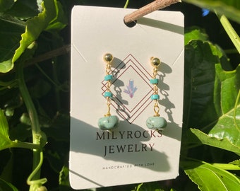 Handcrafted Milyrocks African and regular turquoise dangle earrings