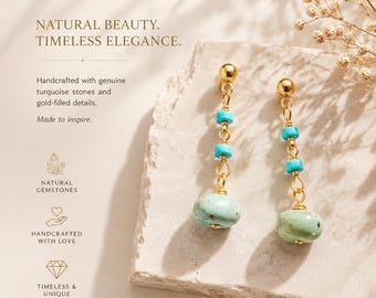 Handcrafted Milyrocks African and regular turquoise dangle earrings