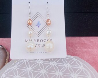 MilyRocks One of a kind white & crystal brown pearl earrings.