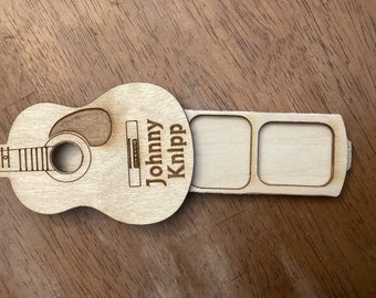 Customizable Wooden Guitar Pick Holder