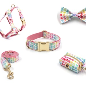 Cute Step in Dog Harness and Leash Set, Personalized Harness with Name Collar Bow tie, Designer No Pull Girl Dog Harness, Luxury Dog Harness