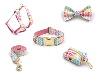 Cute Step in Dog Harness and Leash Set, Personalized Harness with Name Collar Bow tie, Designer No Pull Girl Dog Harness, Luxury Dog Harness