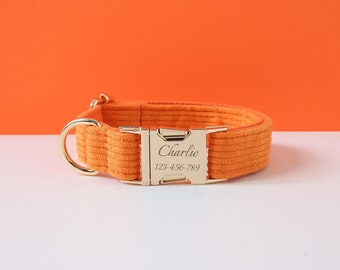 Collare e guinzaglio per cani arancioni, regalo per cani con papillon, collare per cani personalizzato con nome, collare e guinzaglio personalizzati per cuccioli maschi e femmine