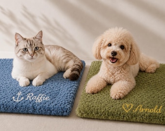 Personalized Cat Blanket with Name, Custom Embroidered Pet Blanket, Soft Dog Blanket, Cat Lover Gifts for Her